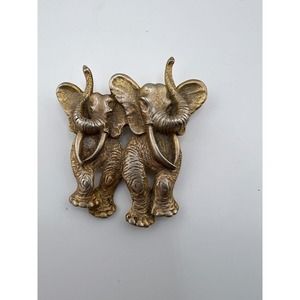 Vintage Women's jewelry Pair of Elephant Trunk Up Pewter Pin‎ Brooch Collectible